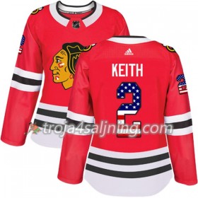 Chicago Blackhawks tröja Duncan Keith 2 Röd USA Flag Fashion 2017-2018 Adidas Authentic - Dame NHL Tröjor